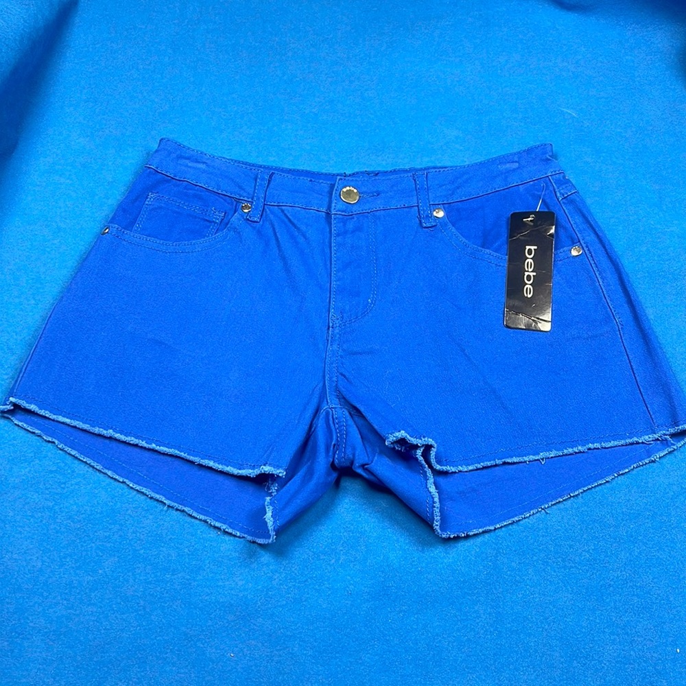 Bebe Logo embellished denim surf on the web shorts